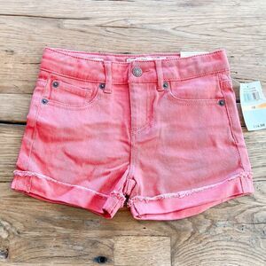NWT! Lucky Brand Girls Riley Pink Coral Denim Jean Short, Size 6X
